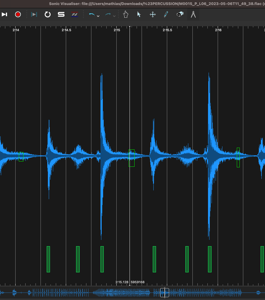 Eine Audiowellenform mit perkussiven Klängen