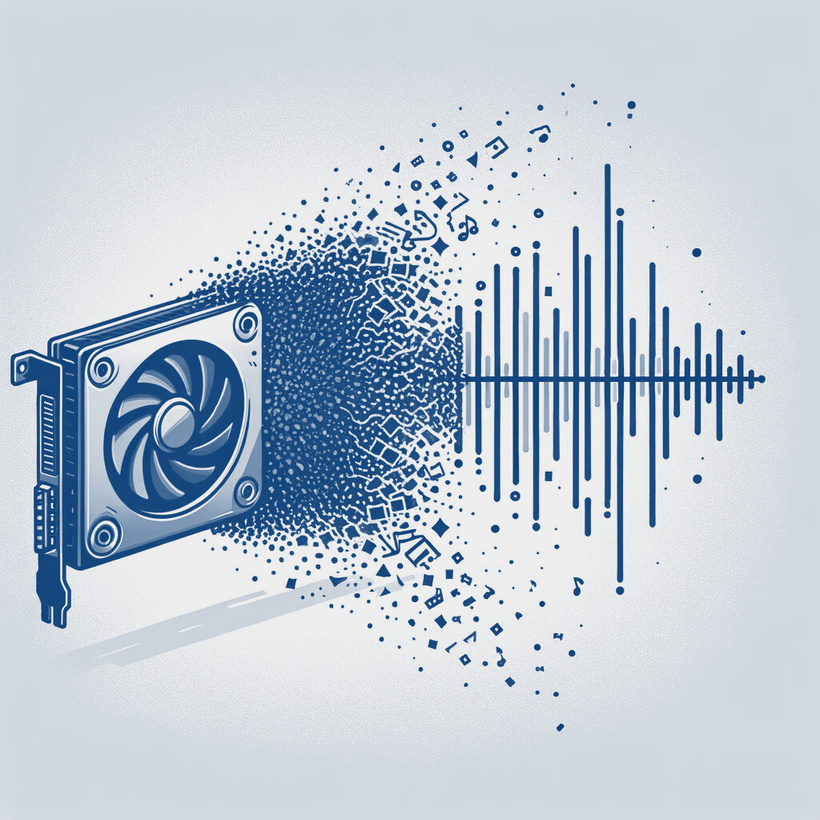 Dall-E Illustration eines GPUs, der ein Audiosignal erzeugt